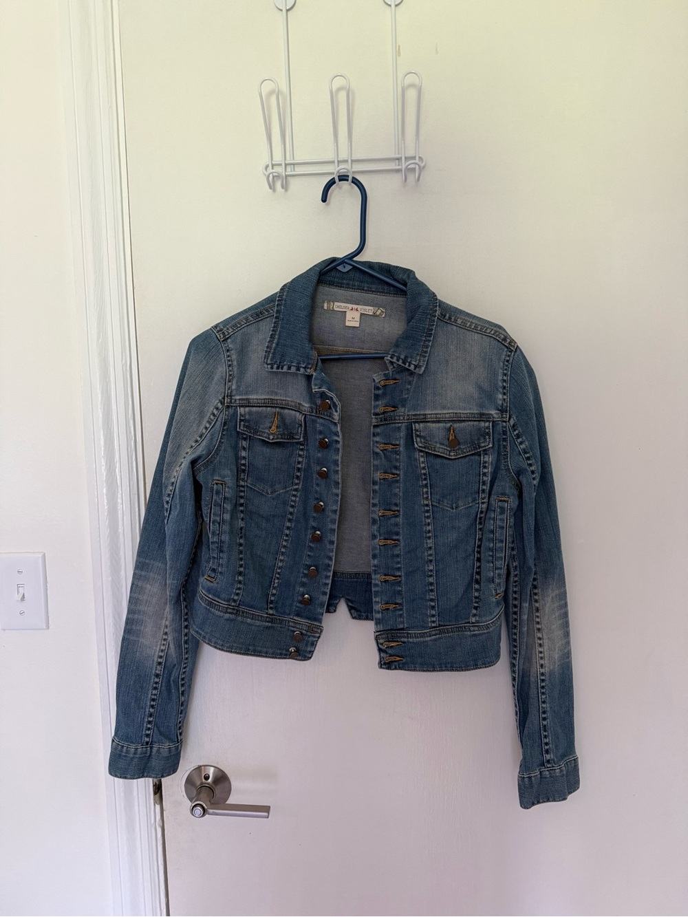 Chelsea & Violet Distressed Light Blue Denim Jacket